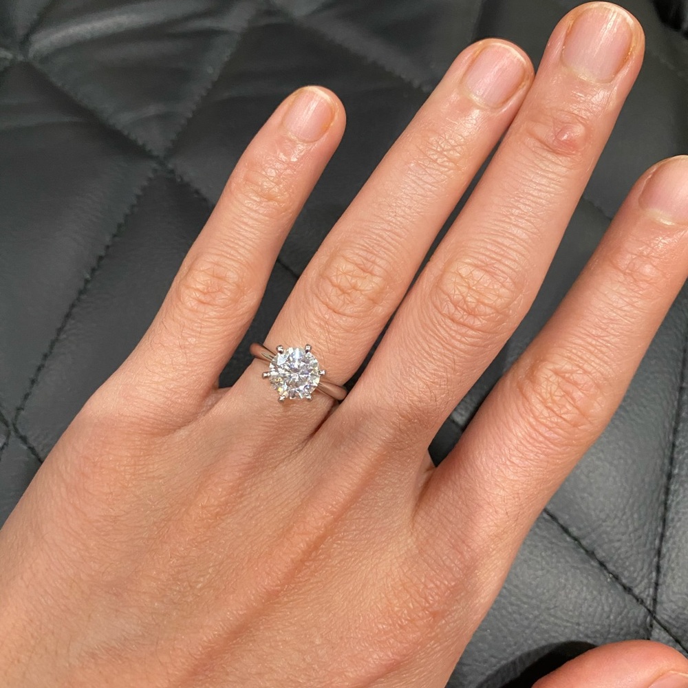 Mossianite ring & Lab Diamond band platinum950 set